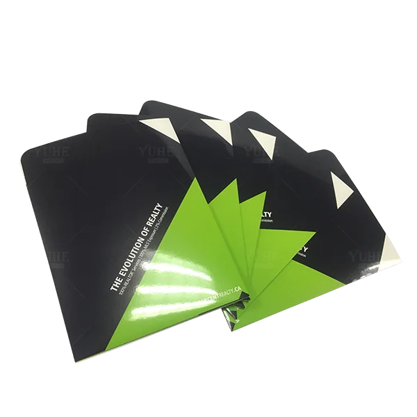 Hot sale glossy art paper a4 size creative design well designed conference file folder with logo