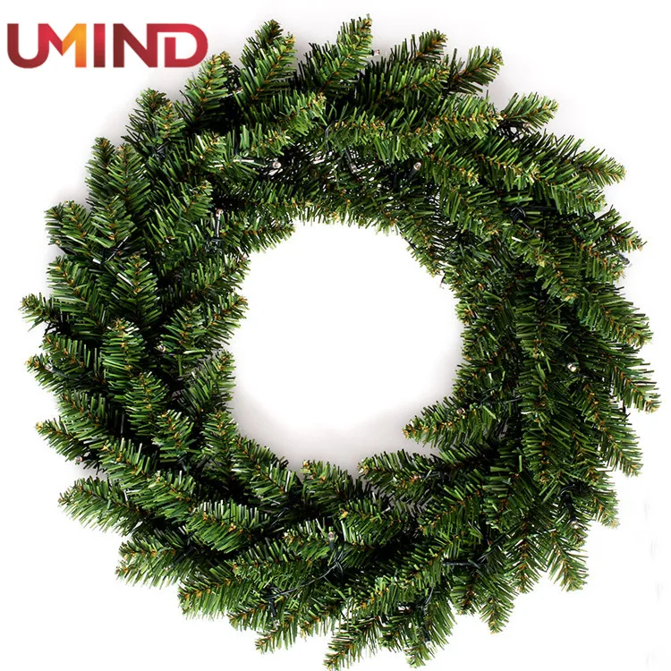 2021 wholesale artificial christmas wreaths 30cm 40cm 50cm large PVC Christmas Wreath frame with led door