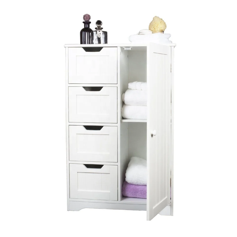 
4 drawer luxury bathroom cabinet with two tier towel shelf 
