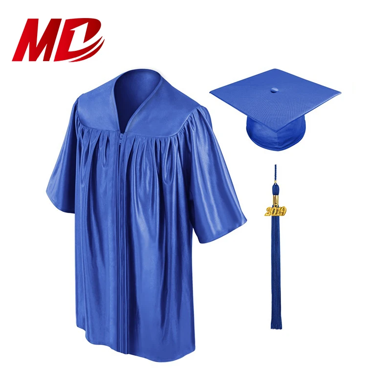 2024 Shiny Black Children Kid Graduation Cap Gown with Year Tassel Wholesale