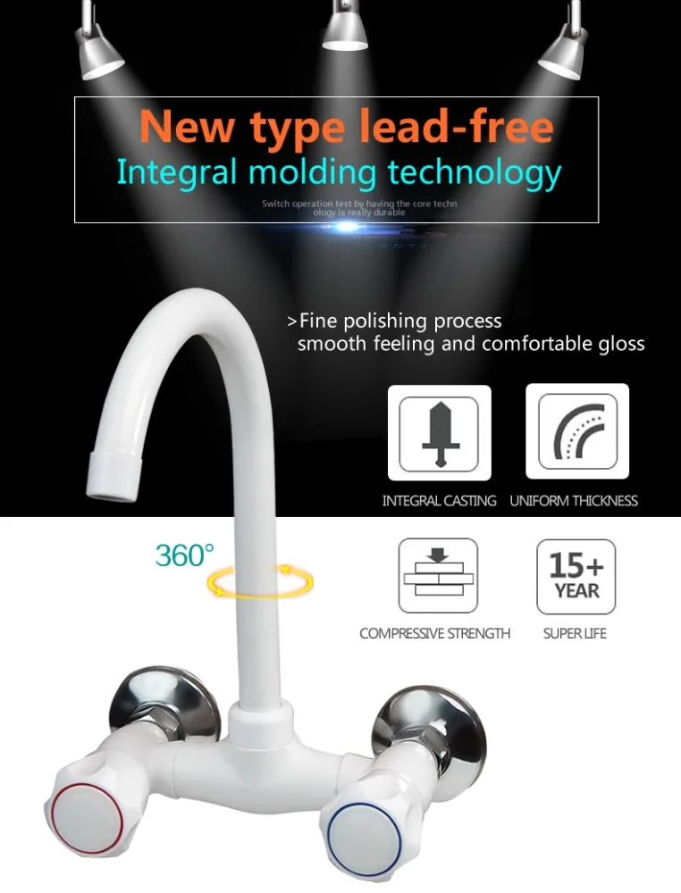 
white PPR material double handle cold and hot water bath room plastic faucet 