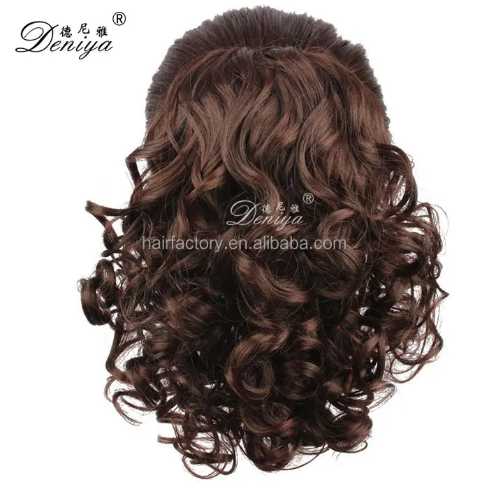 
Medium long curly high quality drawstring synthetic bun hair pieces 