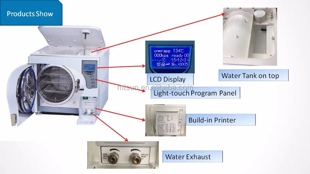 
Class B high competitive and quality tabletop steam medical autoclaves with printer 