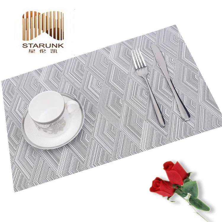 Woven Placemat Washable Rectangular Non Slip Water Proof Pvc High Quality Modern Plastic Woven Table Coasters for Decoration