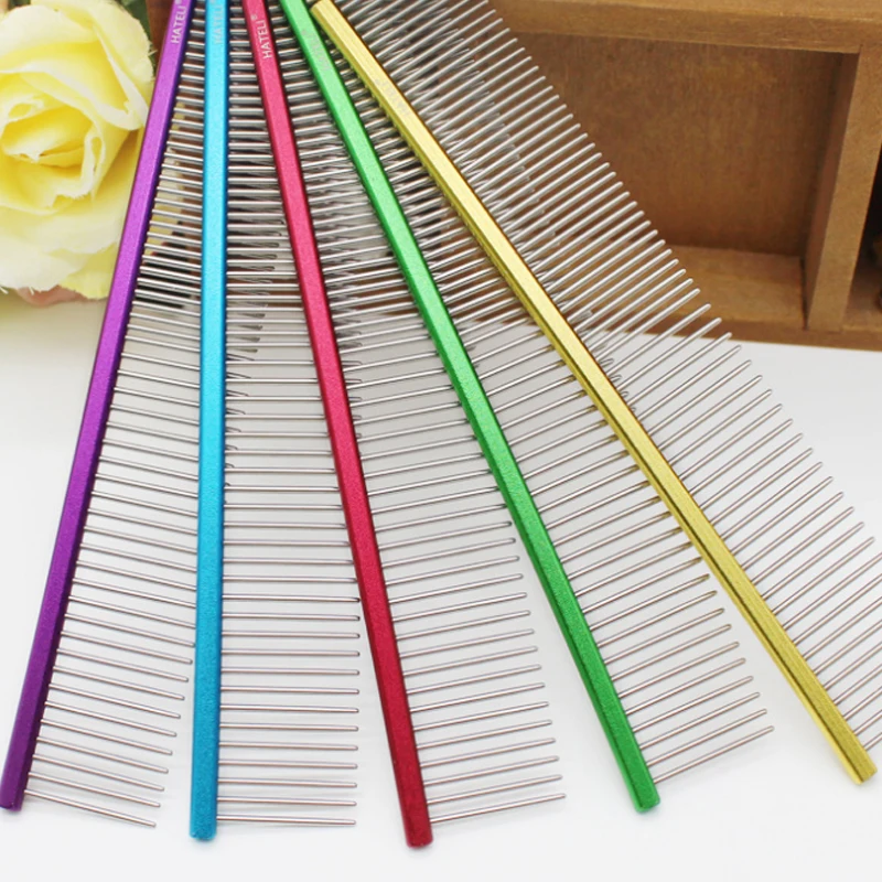 
Hot style Flat handle Pet Stainless Steel row practical dog metal Comb 