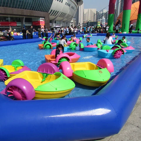 HI CE Kids Hand Paddle Boat Electric Bumper  Inflatable Water Bumper Boat Kids Hand Paddle Boat