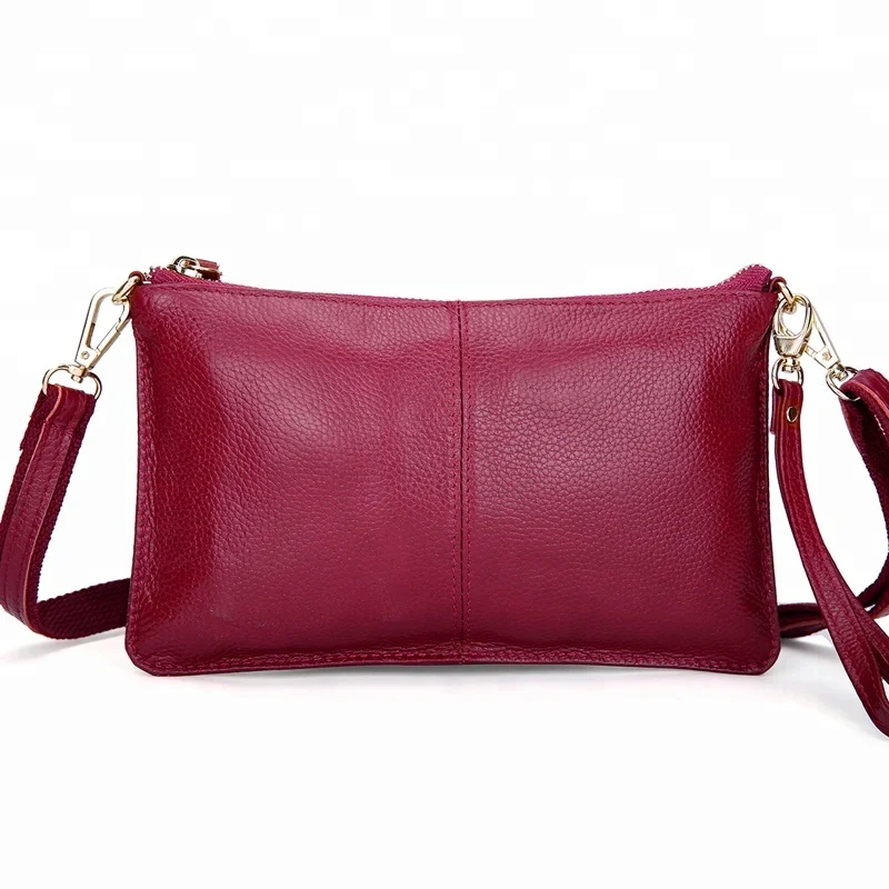 2022 Single colored Genuine Leather Handbag Lady Clutch For Women Small Crossbody Bags