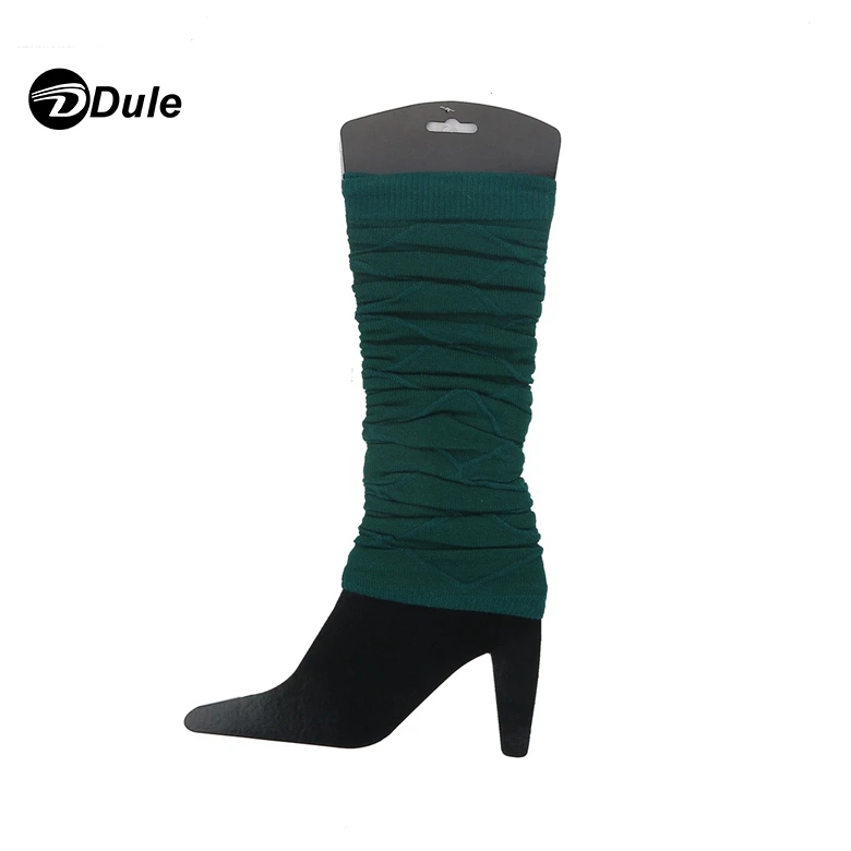 
Dark Green Color Beautiful Women Double Buttondance Knitted Leg Warmer Socks Knit Boot Cover Socks 