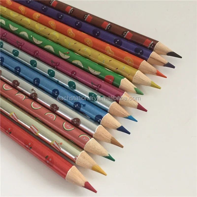 Wooden/Newspaper Body Color Pencil and Heat Transfer Printing Fruit Scented Pencil With Fragrance for Kids
