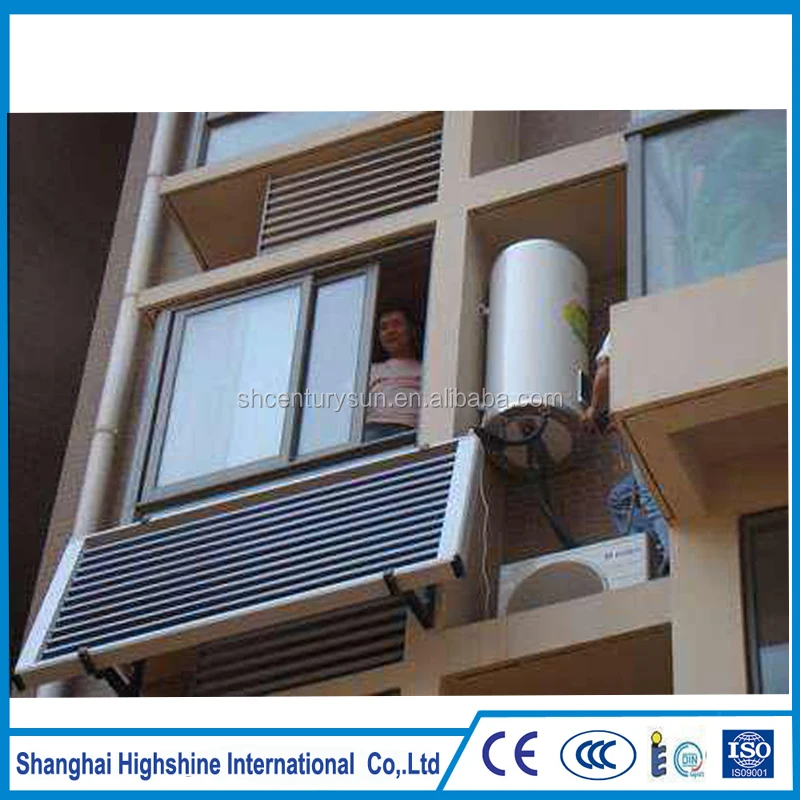 Super Thermal U Heat Pipe Split and Pressurized Balcony Wall Mounted Solar Water Heating System for High Building