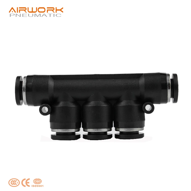 PK Easy Fit Connectors 5 Hole Equal Plastic Pneumatic Air Push in Fitting 5way