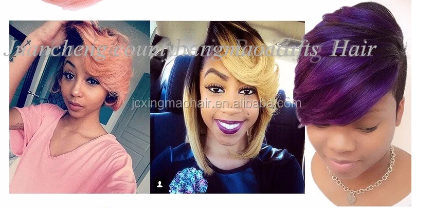 Popular Virgin Brazilian Short Human Hair Weave Black Color and Two Tone Color 8 inch Hair Extensions