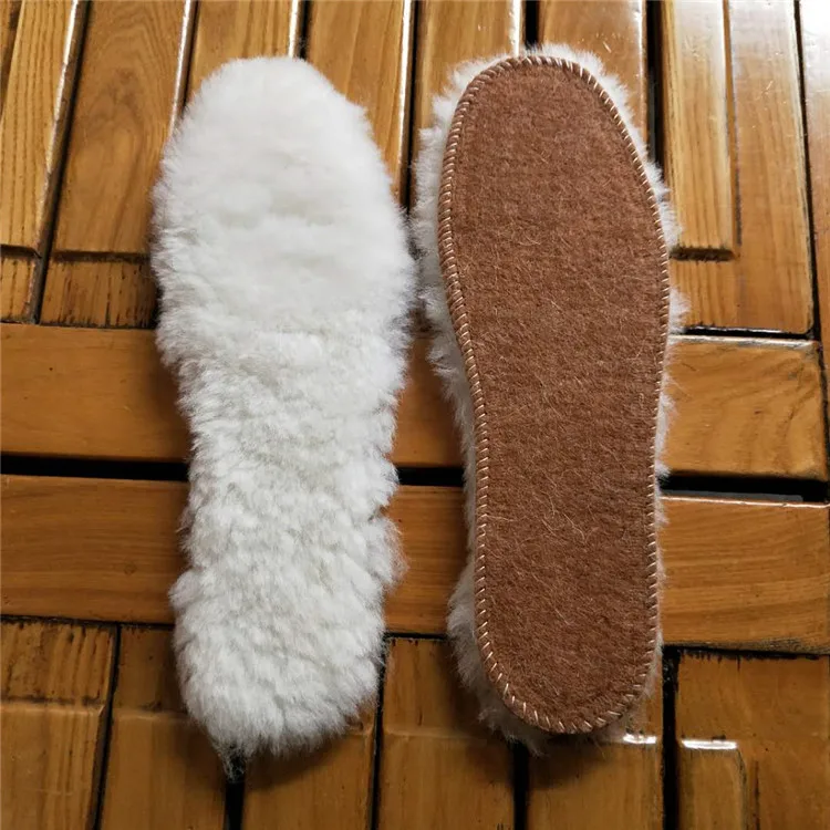 NATURAL WINTER SHEEP WOOL INNER SOLES THICK FUR INSOLES NEW
