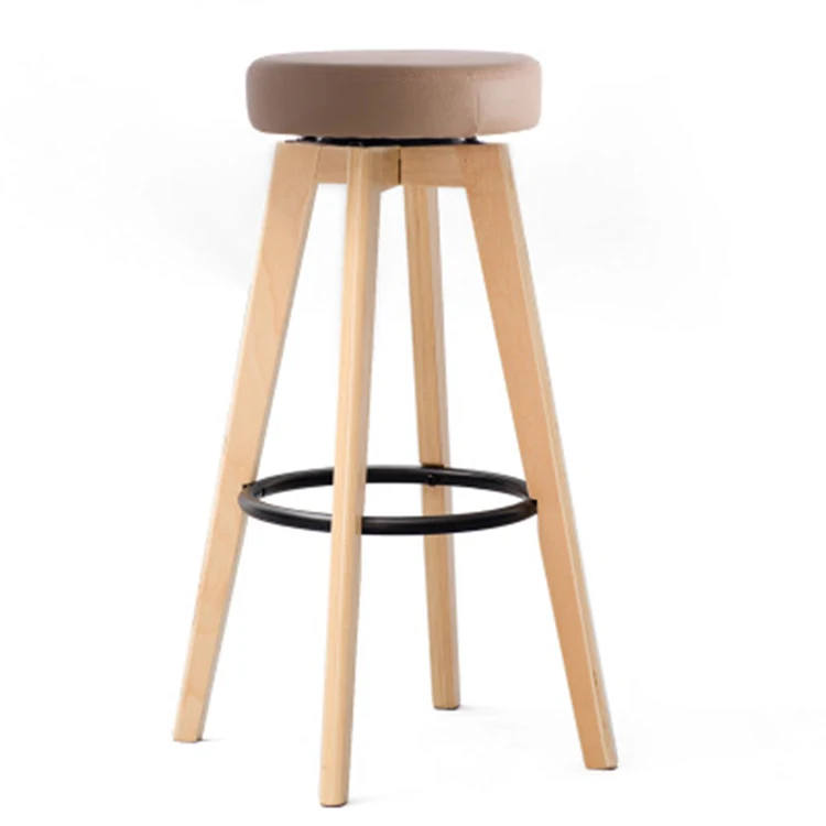 Super Quality Modern Backless Round Seat Swivel Wooden Bar Chair