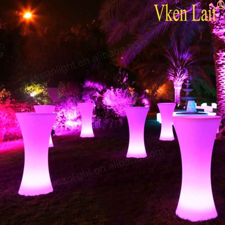 Multi color changing bar table lighting hard plastic led light standing table outdoor plastic light up bar table