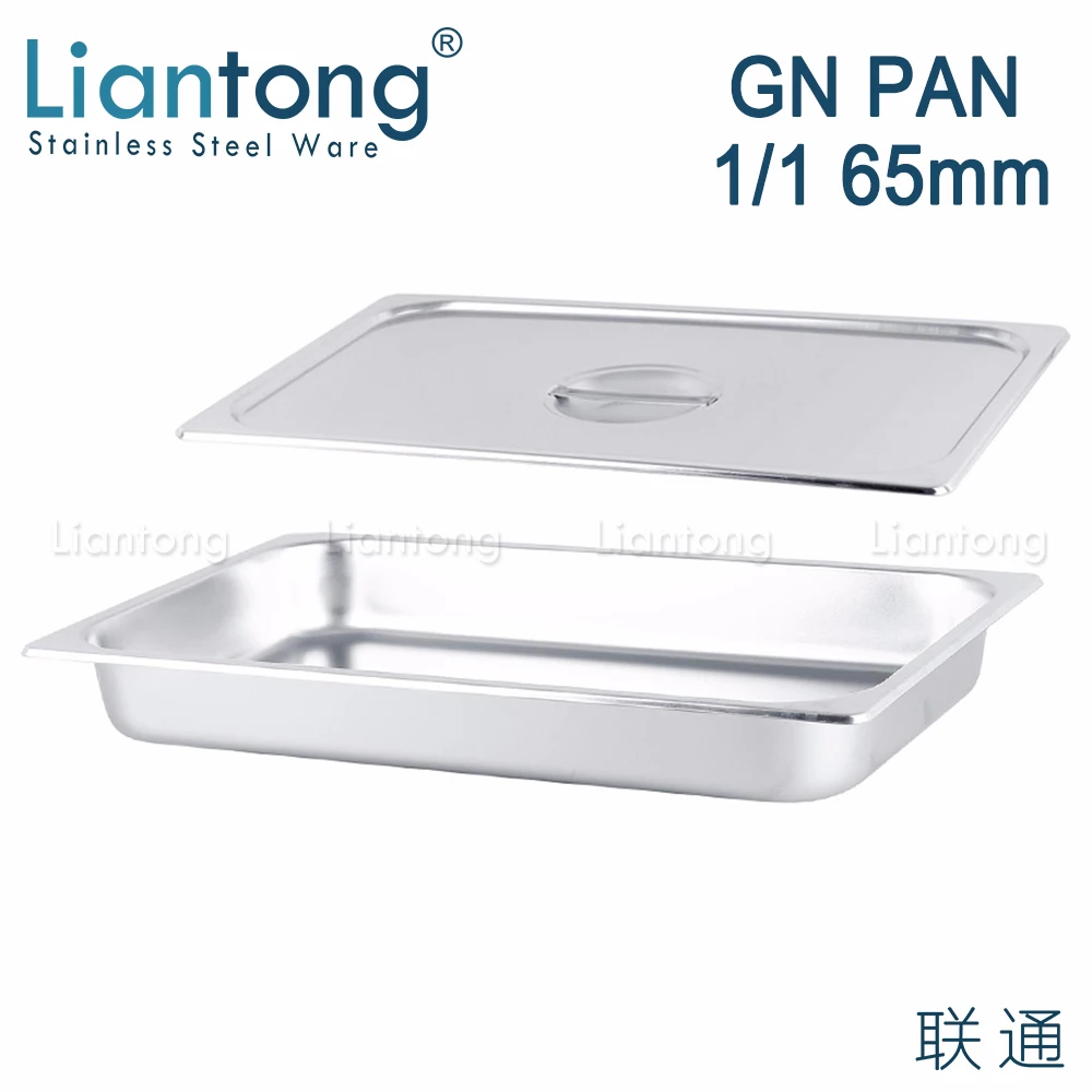 High Quality Factory Stainless Steel 201 304 Hotel Buffet Serving 1/1 size 530x325x65mm Gastronorm GN Food Pan