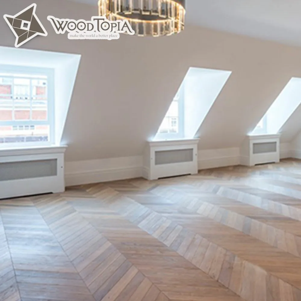 New design Bright color oak chevron parquet wood flooring