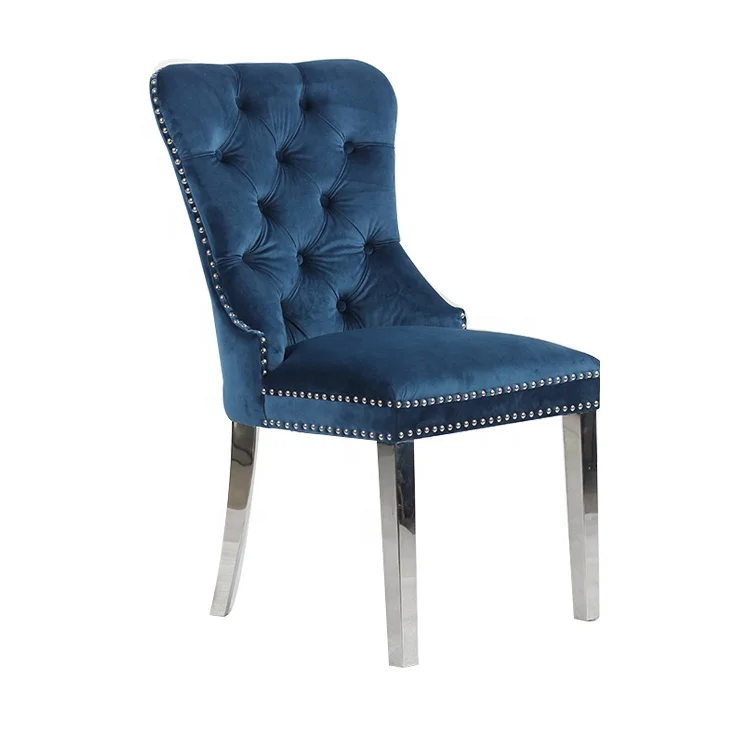 
Modern Furniture Design High Back General Use Upholstered Classical Stainless Steel Dining Chair 