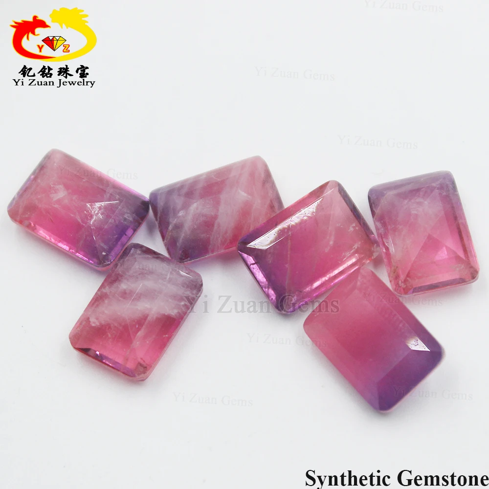 YZ Jewelry semi-precious gemstone watermelon glass bicolor quartz synthetic tourmaline stone fusion stone