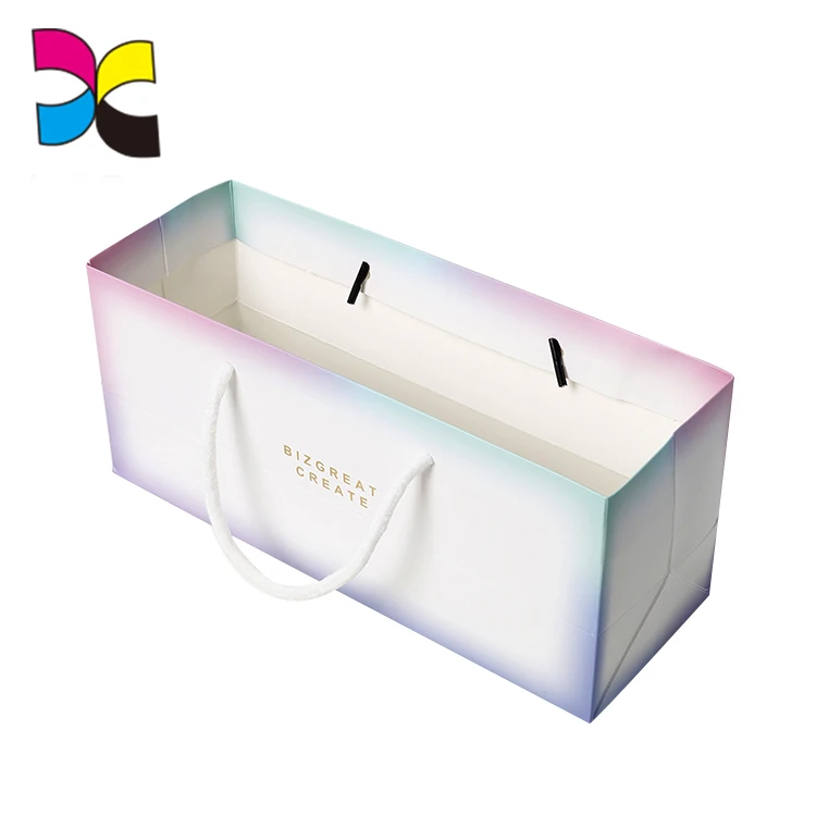 Чехол с желтым принтом логотипа покупателя с коричневой хлопковой веревкой ручкой подарочный бумажный пакет