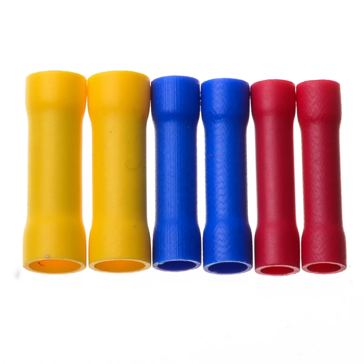 100Pcs 22-10 Splice Butt Insulated Car Audio Wire Connector Electrical Crimp Terminals Red Yellow Blue