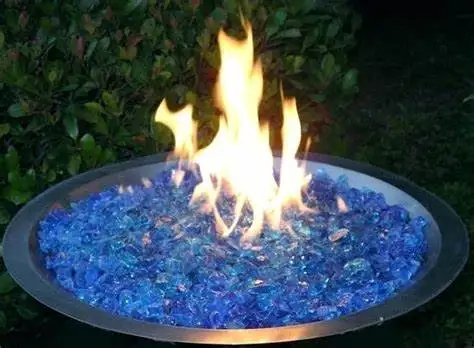 Cobalt Blue Crystal Fire Pit Glass outdoor glass fire pits