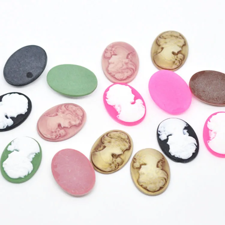 Wholesale Flatback Resin Cabochon Oval Cameo for Jewelry Making