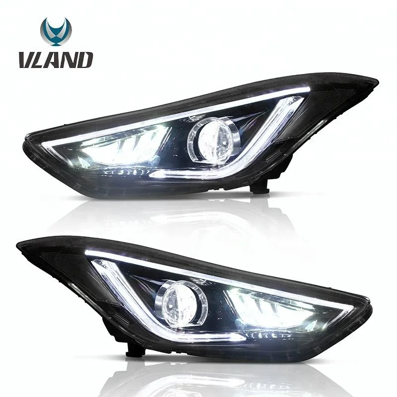 Vland factory manufacture For 2012-UP Elantra LED Headlights Avante Front Lamp Assembly Modification