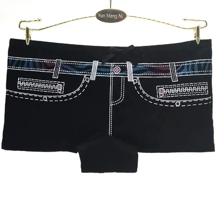 Yun Meng Ni Fashion Womens Underwear Special Jean Printed Boyshorts Soft Cotton Panties for Women