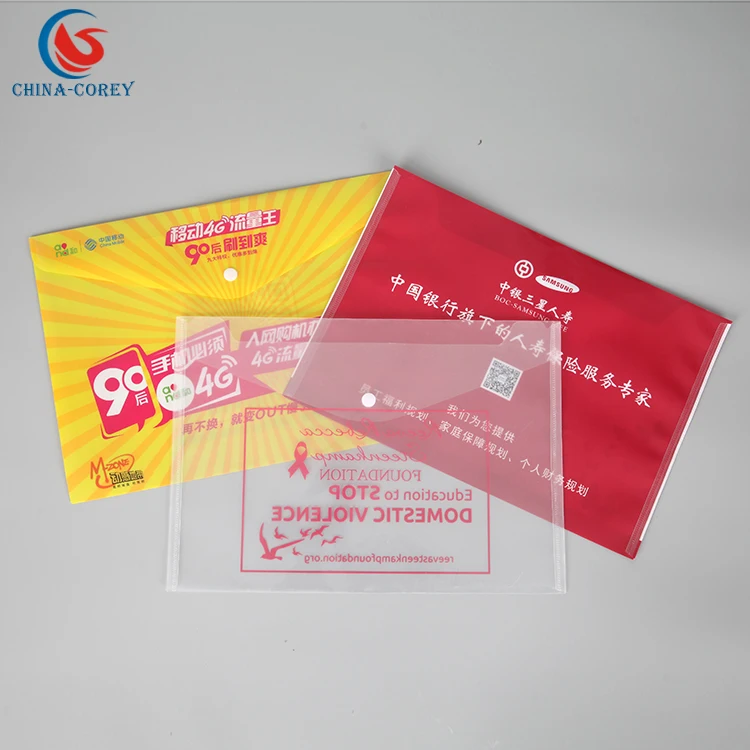 
clear thick plastic file document folder with snap button with premium quality 