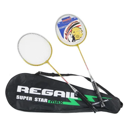 
1 pair ferroalloy badminton racket set with bag 