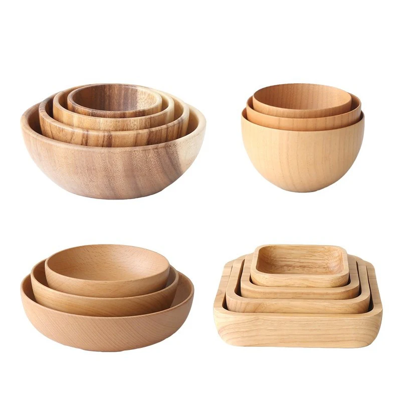 Dubai supply for restaurant wholesale buffet server antique acacia wood tripod salad bowl