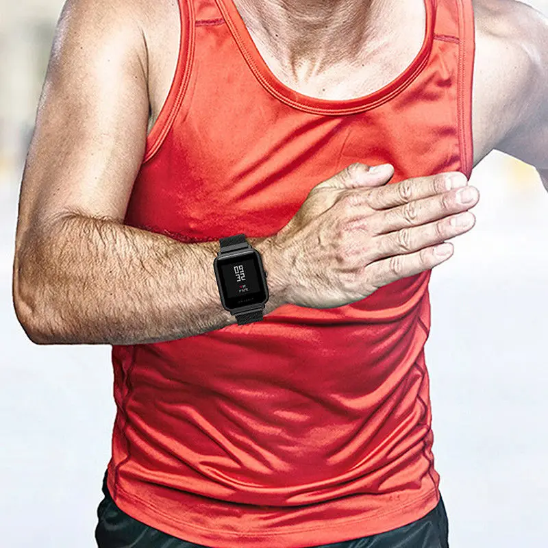 
Universal 20mm Replacement Metal Milan Magnetic Suction Watch Strap For Huami Amazfit Smartwatches - Black 