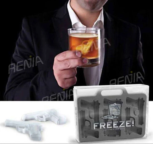 RENJIA ak 47 ice form bullet maker,silicone bullet shape ice cube tray,silicone bullet ice tray