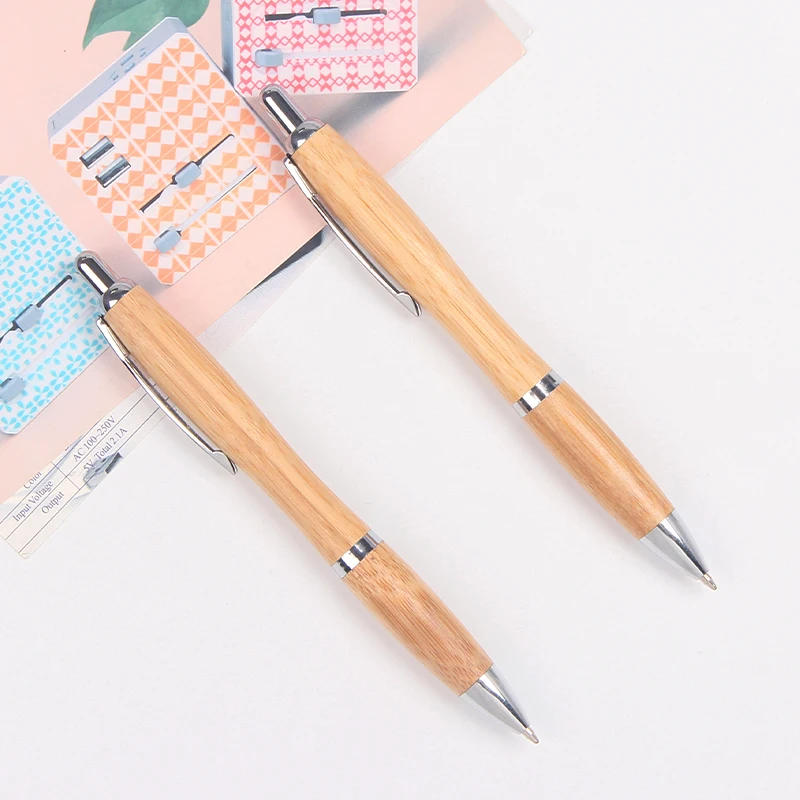 Promotional Customized Logo Eco-friendly Bamboo Ball Pen With Metal Clip New Gift pen