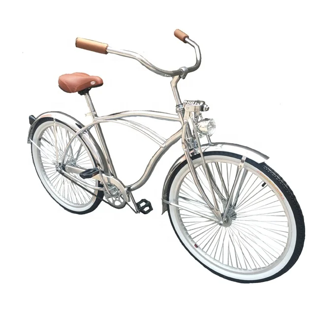 26 дюймов 68 спиц обод серебряного цвета CP рама хромированная краска одна скорость OEM/ODM Мужская Передняя пружина вилка Пляжный круизер велосипед