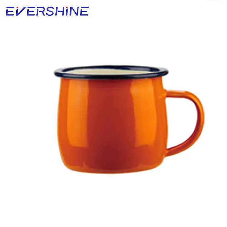 Promotional eco friendly coffee travel sublimation cup wholesale drinking camping ceramic cup enamel mug with lid handle