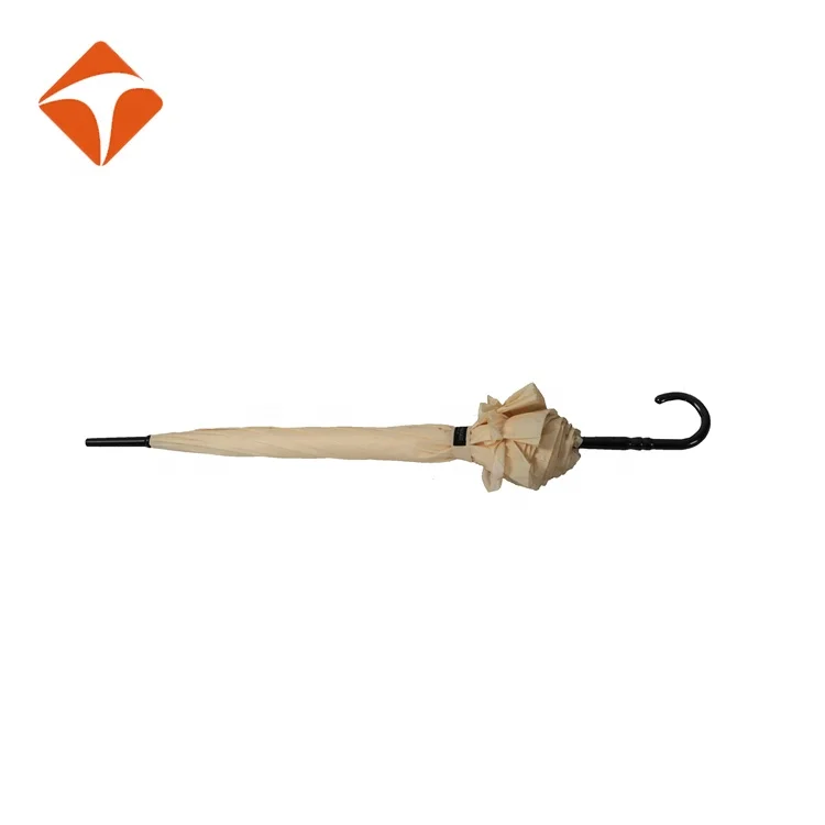 Lace Pagoda Wedding Umbrella Prices White Frill Design Standard Size Auto Open Straight Ladies Plastic Handle Outdoor for Adults