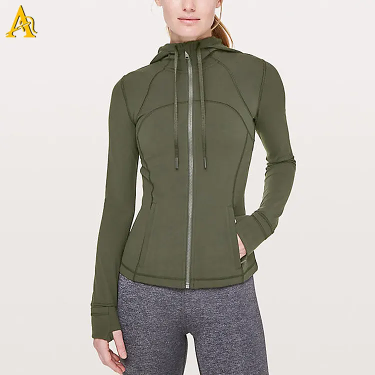 Custom Dry Fit Hoodies Women Crane Sports Jacket Nylon Fitness Yoga Wear