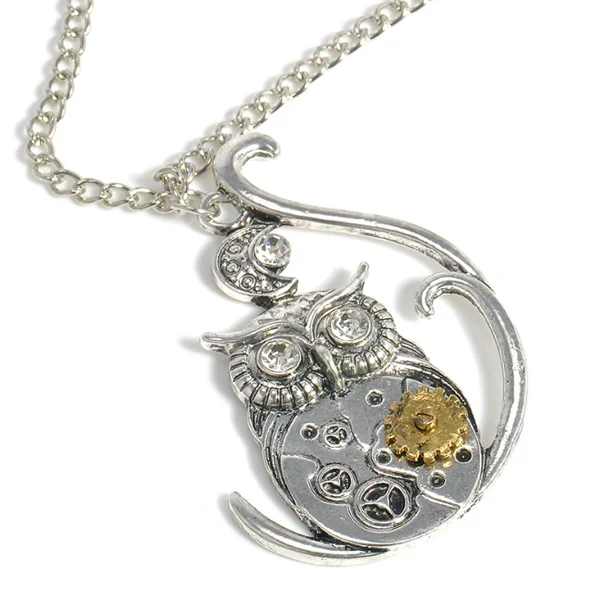 Steam Punk Heart Shaped Mechanical Gear Necklace Retro Insect Owl Clavicle Necklace