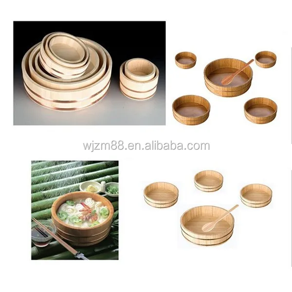 Japanese style wooden sushi rice tub ,sushi barrel & hangiri, wooden sushi tools & items wholesale