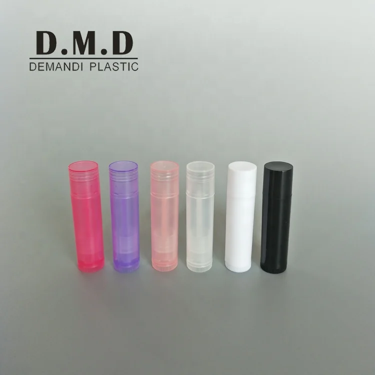 Empty clear food grade plastic PP colorful black white yellow transparent lip balm tube container