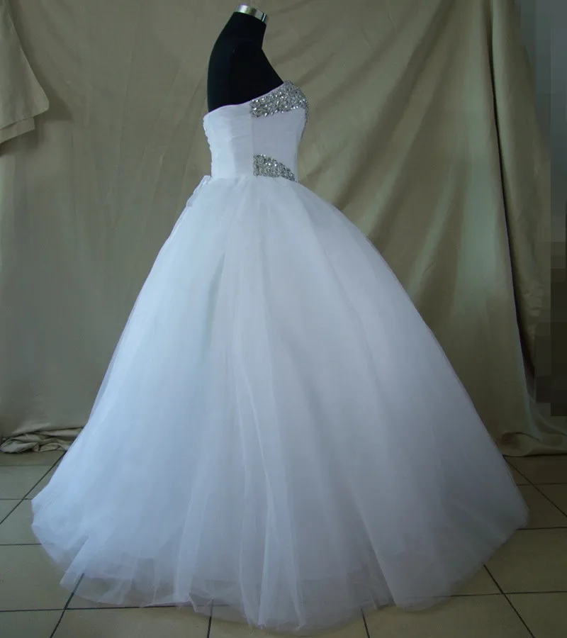 FA94 2023 Luxury Crystal Tulle Ball Gown Wedding Dresses Sparkly Rhinestones Pleated Princess Vestido De Noiva