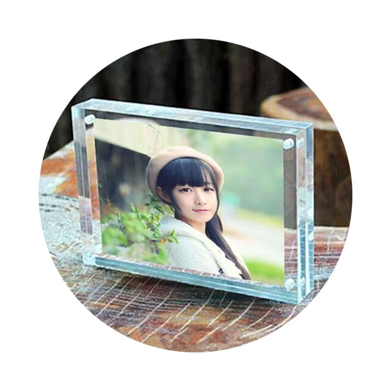 
7' 178x127mm Acrylic Magnet Photo Frame Home Garden Decor Creative Crystal Picture Frame Marcos Fotos cadre photo 