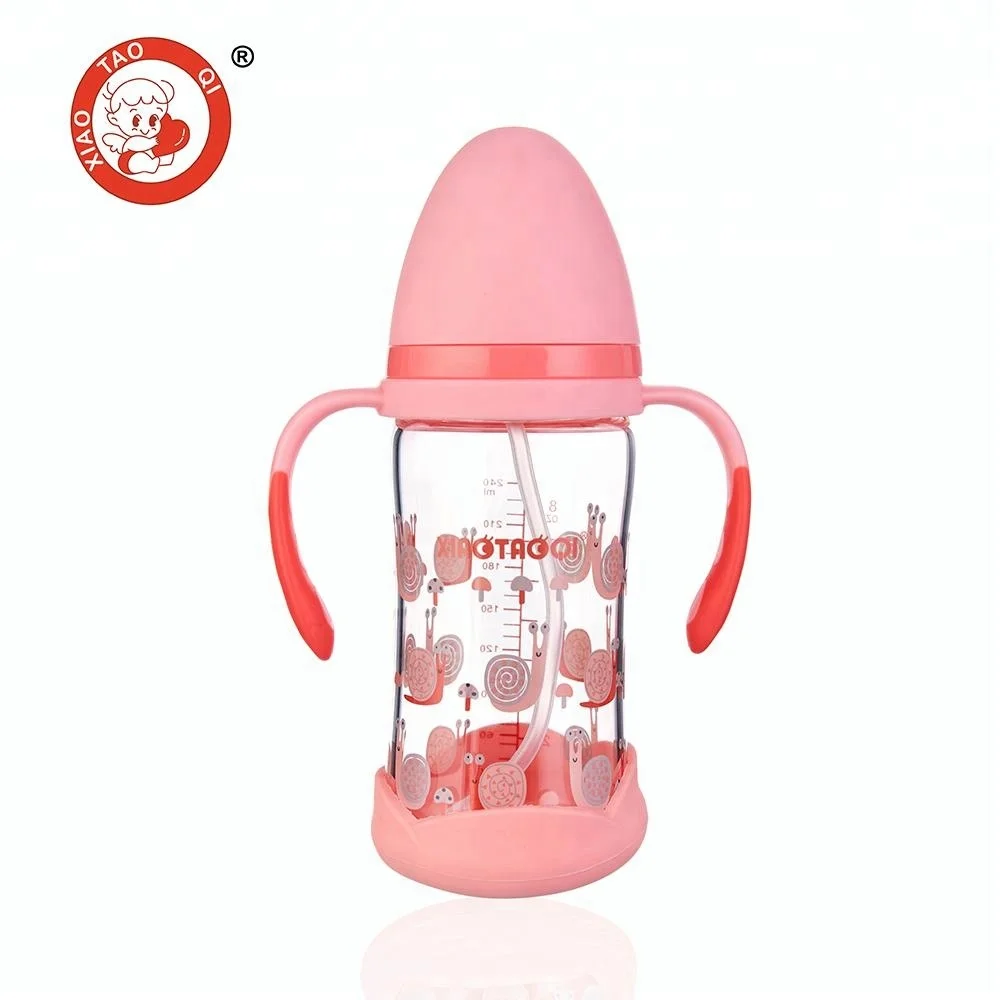 Wholesale Silicone Base Baby Glass Feeding Bottle
