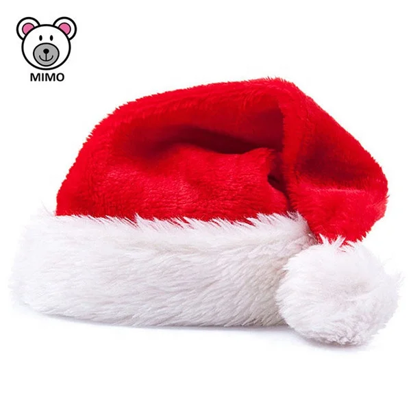 Fashion Cheap Plush Christmas Cap Santa Claus Hat With PomPom Wholesale Handmade Custom LOGO Soft Toy Christmas Hat Headband