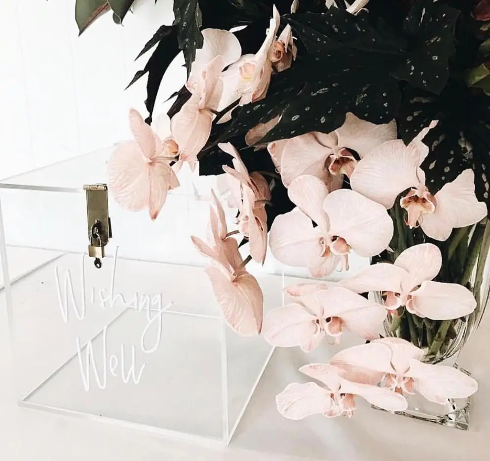 
Hot Sale Customized Size Acrylic Charity Donation Box Wedding Wishing Well box 