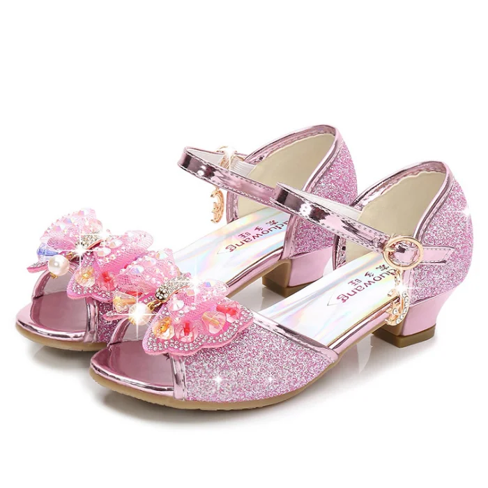 
YY10161S Fancy sequin design girls party wear high heel shoes hot girls frozen shoes 
