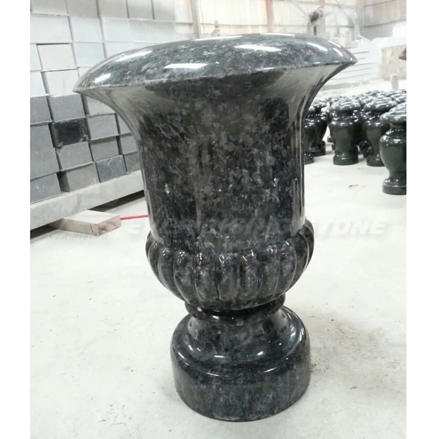 Wholesale High Quality Cemetery Flower Vase,Labrador Blue Granite Flower Vase For Tombstone