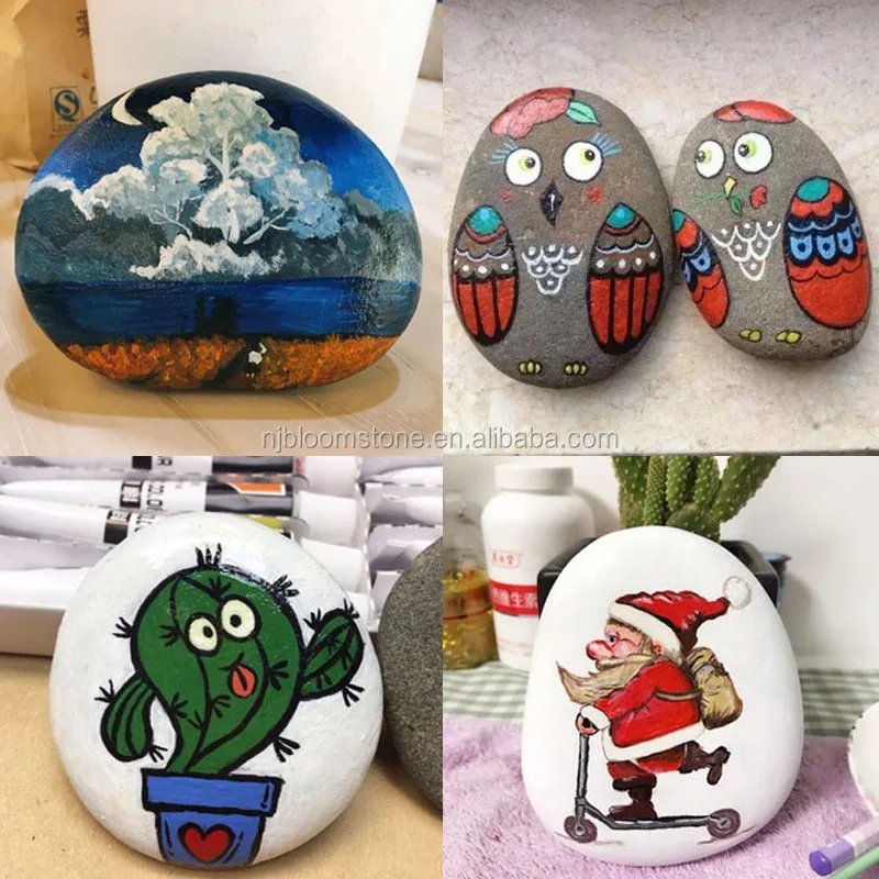 
Colored Flat Round Nature Stone DIY Painting Pebbles 